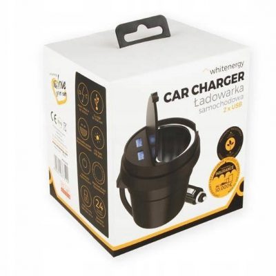Whienergy Ładowarka samochodowa kubek, 2x Usb, wy