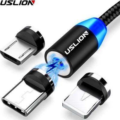 Xiaomi AliExpress USLION magnetyczny kabel USB do iPhone 12 11 Samsung typ C kabel LED szybkie ładowanie danych